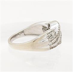 10K White Gold Lady's Engagement Ring Diamond Round Brilliant Baguette Sz8